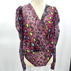 DAY G Pink Snake Sheer Bodysuit‎